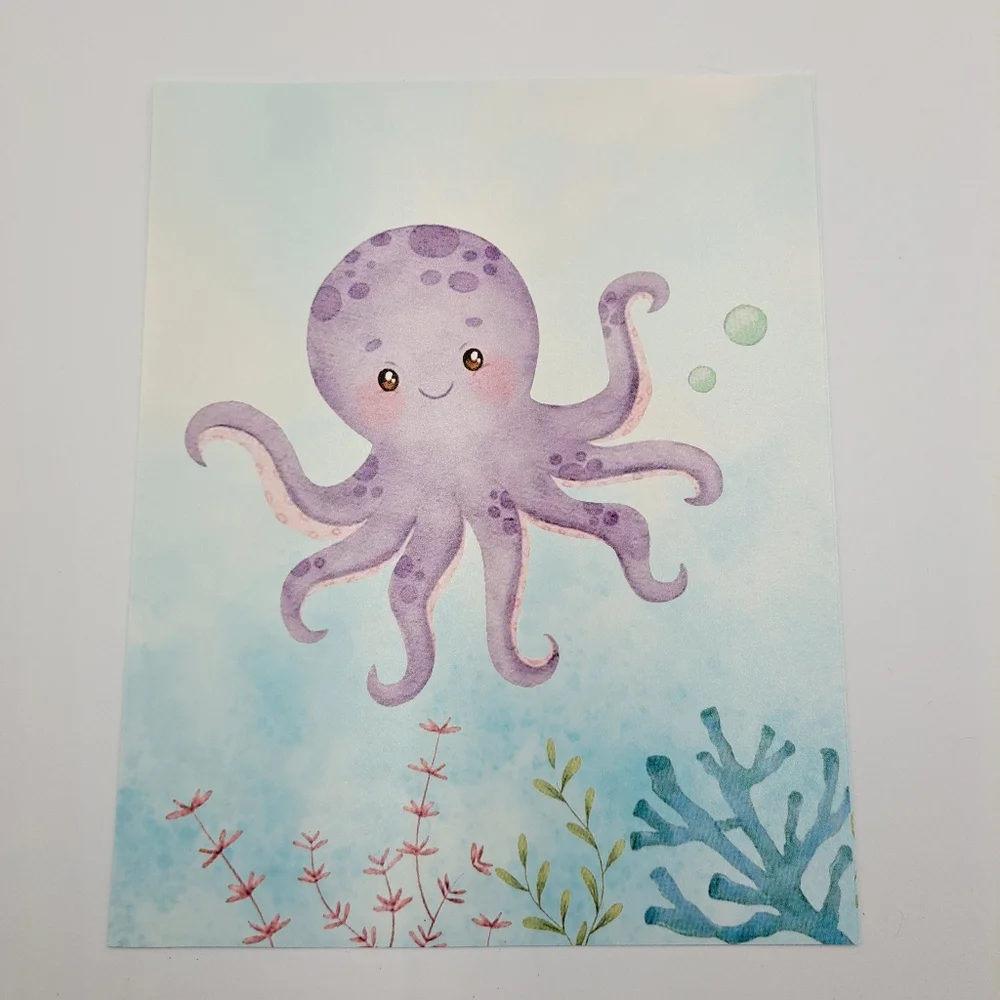 6-Piece Aquatic Sea Animals Prints Pastel Color Art - Marine Life Art - Picture 6 of 11